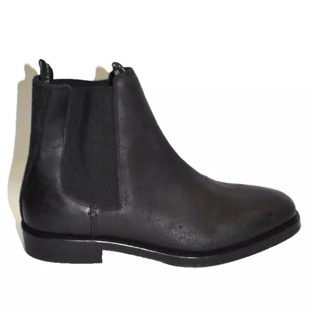 New! AllSaints Black Men's Eli Pull On Chelsea Distressed Boots 44 11 US DD405